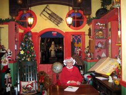 A visit to Santa's Workshop, where Mrs. Claus is working away