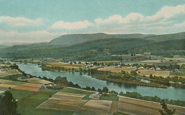 The Connecticut river looking north from Mount Sugarloaf, South Deerfield, MA.
